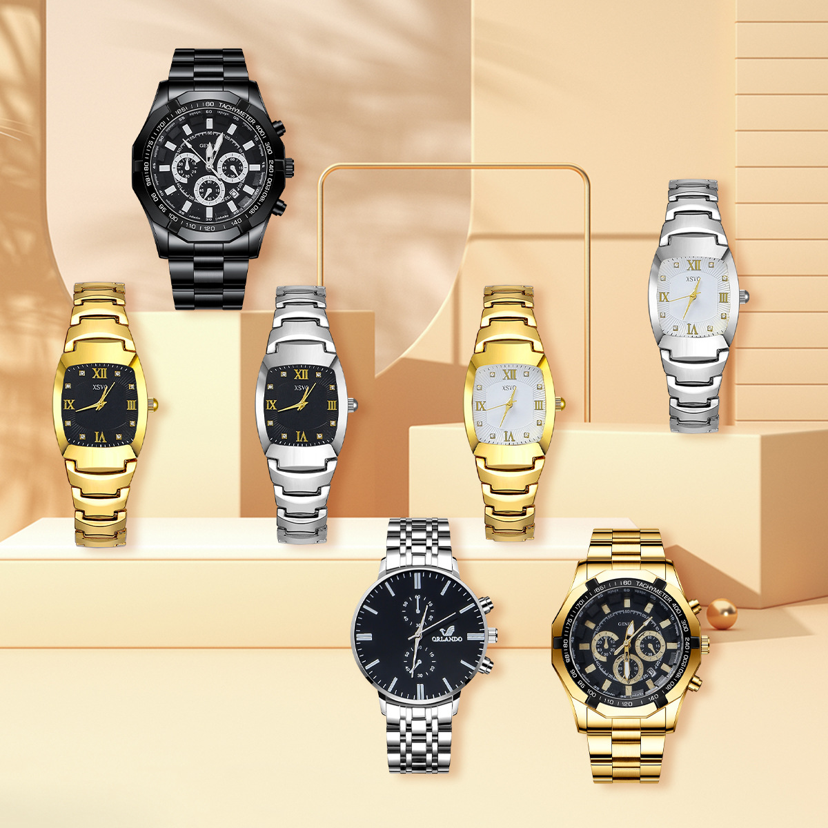 Men's 7-Piece Gift Set, Fashionable Watches