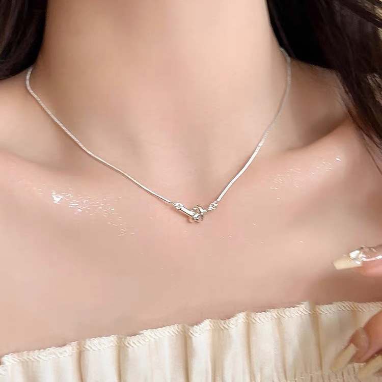 S925 Silber Zirkonia Halskette Damen, Schlüsselbein Kette, leicht luxuriös
