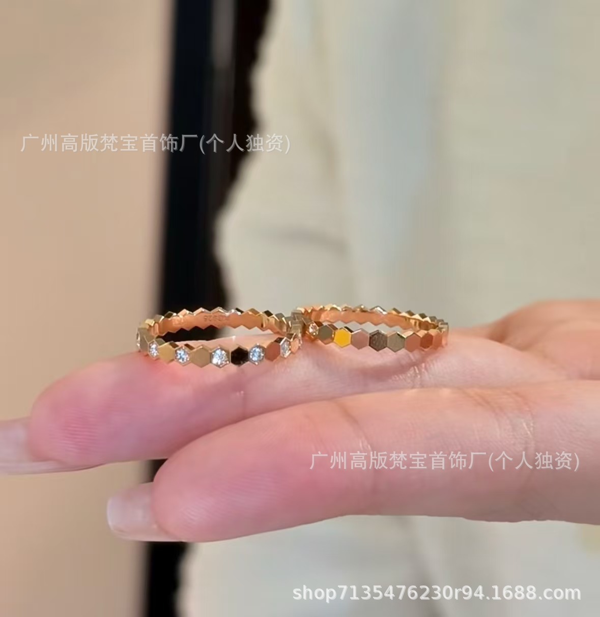 925 silver honeycomb ring for women, CNC machined, 18k gold plated