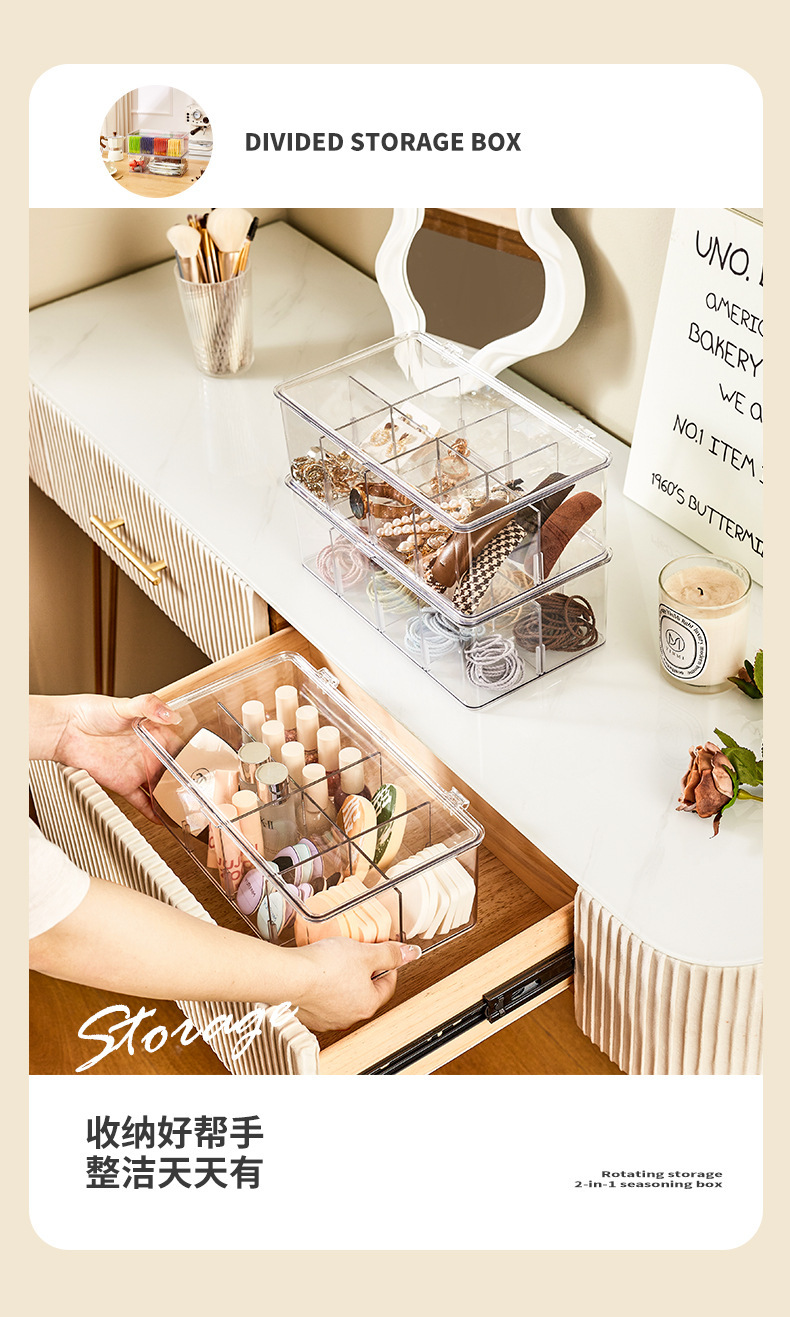 Transparente Acryl-Aufbewahrungsbox mit Fächern