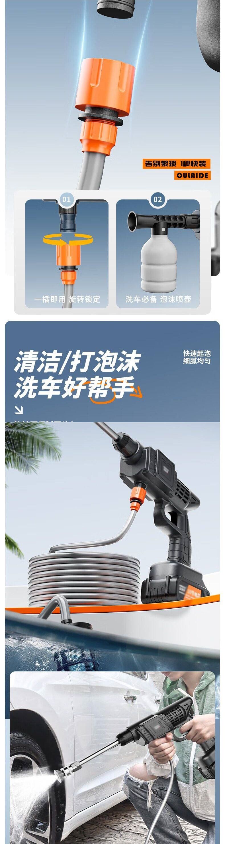 无线电动清洗机喷雾器洗车浇水打药大功率一体通用高压水枪洗车机