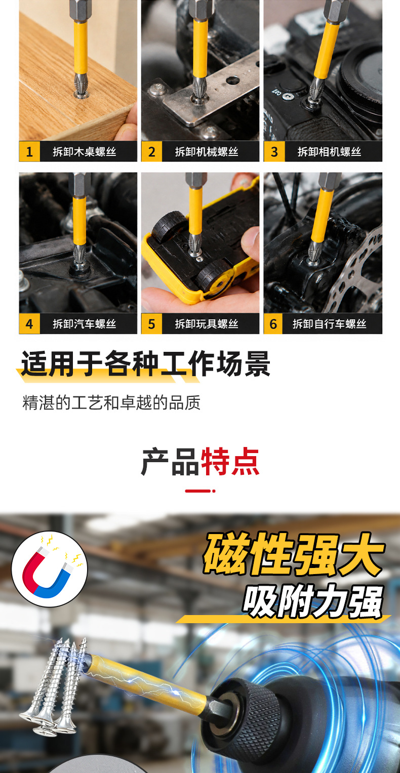 Strong magnetic Phillips screwdriver bit set