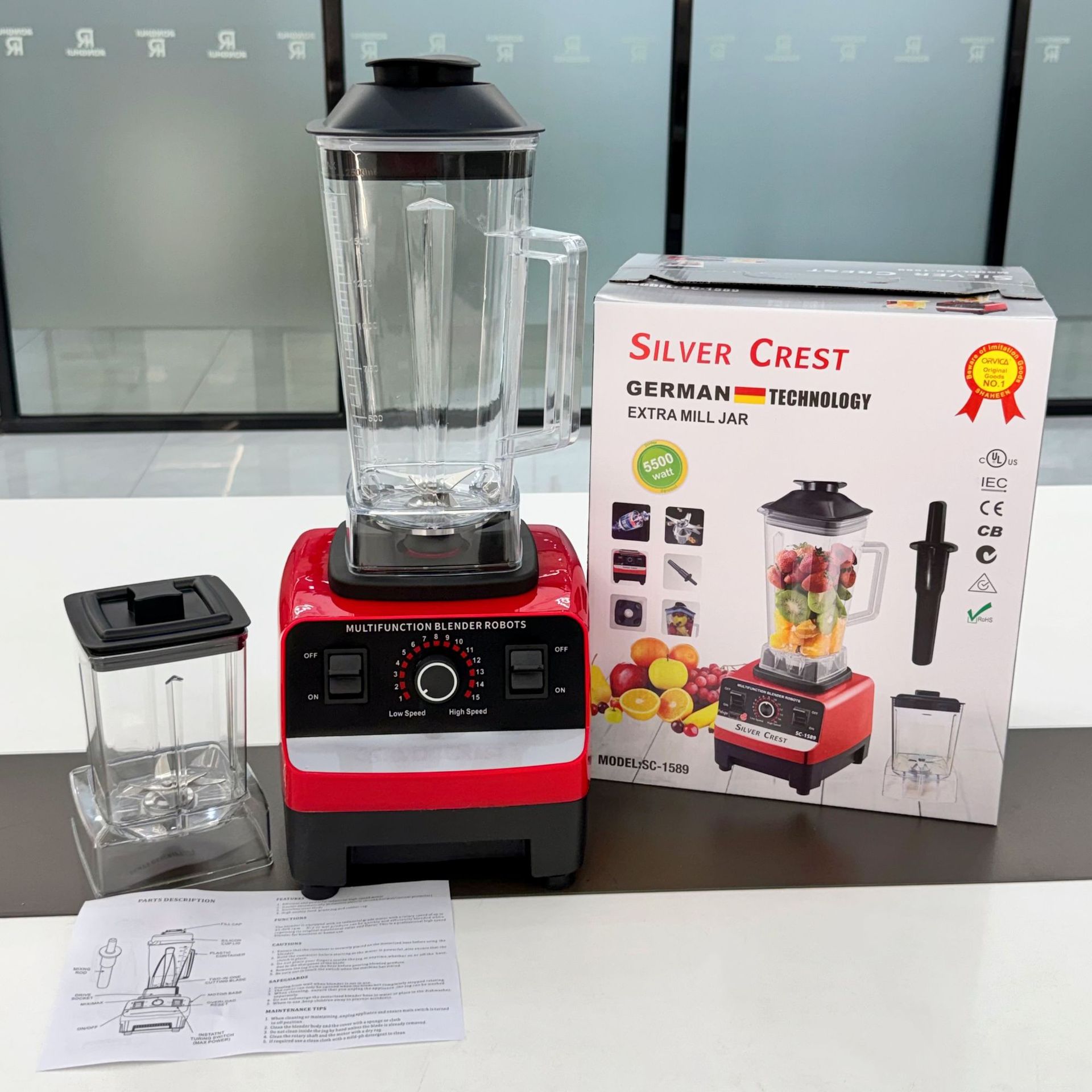 Blender SC-1589, 5500W, çift bardak, meyve suyu ve smoothie