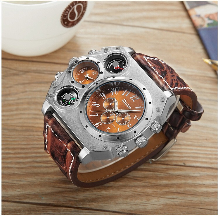 OULM Herrenarmbanduhr, Multi-Zeitzonen, großes Zifferblatt, HP1349