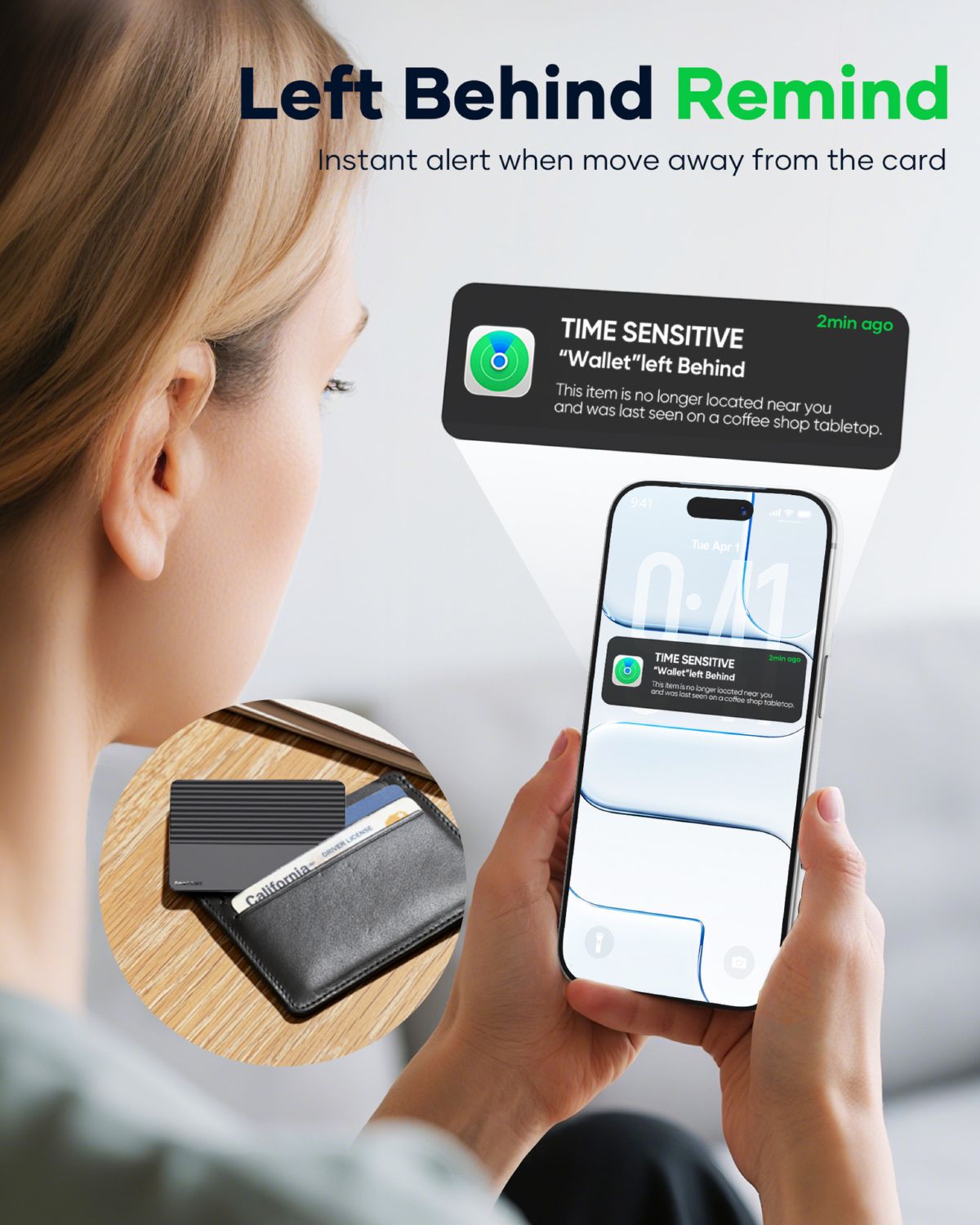 Smart tracking card, Android/iOS compatible, ultra-thin, positioning device