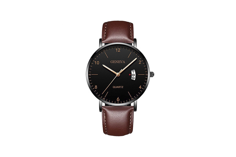 Men's quartz watch, luminous dial, mesh or leather strap