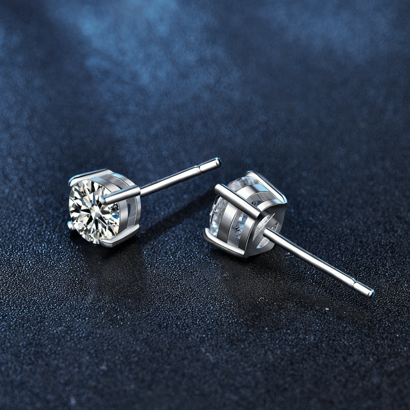 Moissanite Silver Earrings 925 Sterling Round Elegant Design