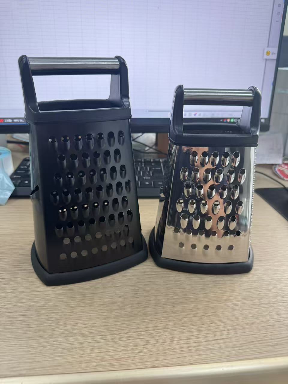 Multifunctional kitchen grater with handle and curved blade