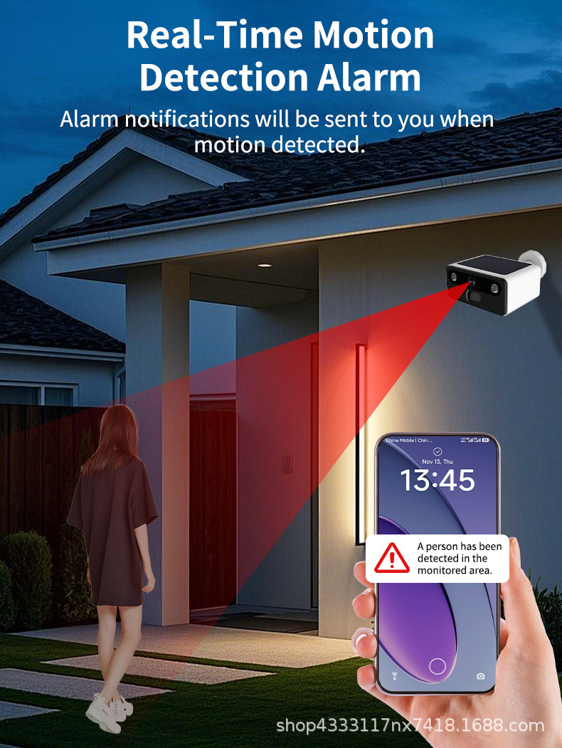 Solar surveillance camera, full-color night vision, wide-angle
