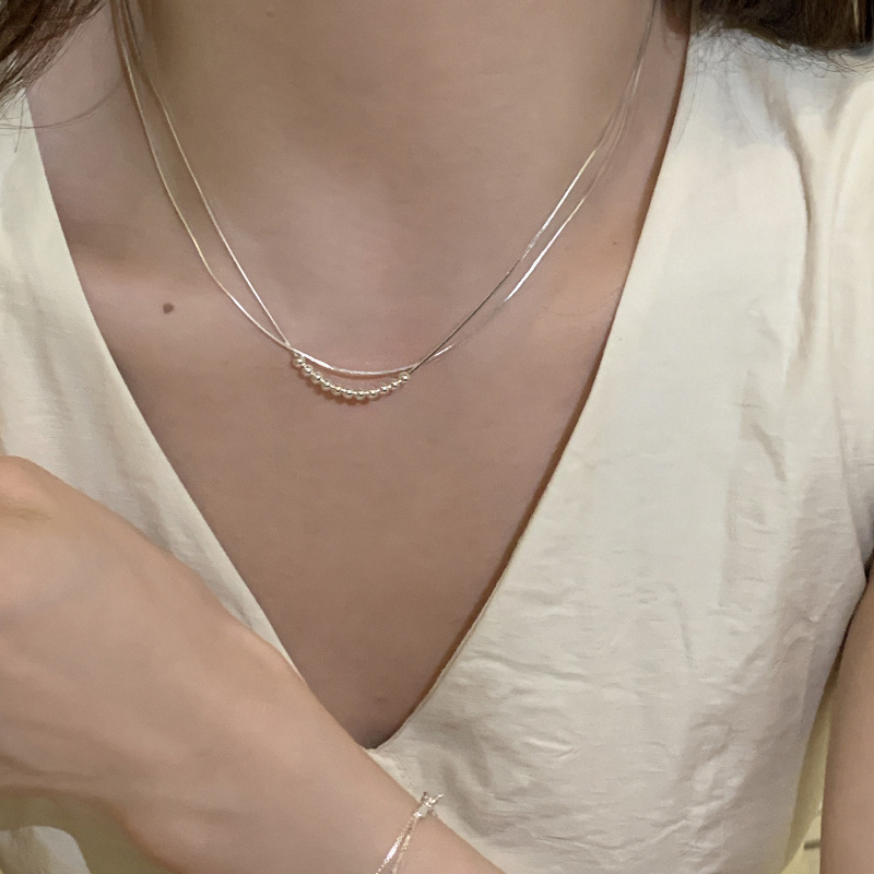 S925 silver double-layer snake chain women's necklace