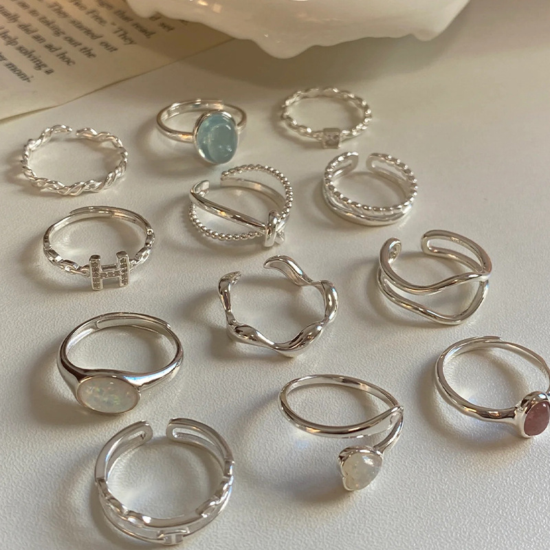 Moonstone silver ring, irregular design