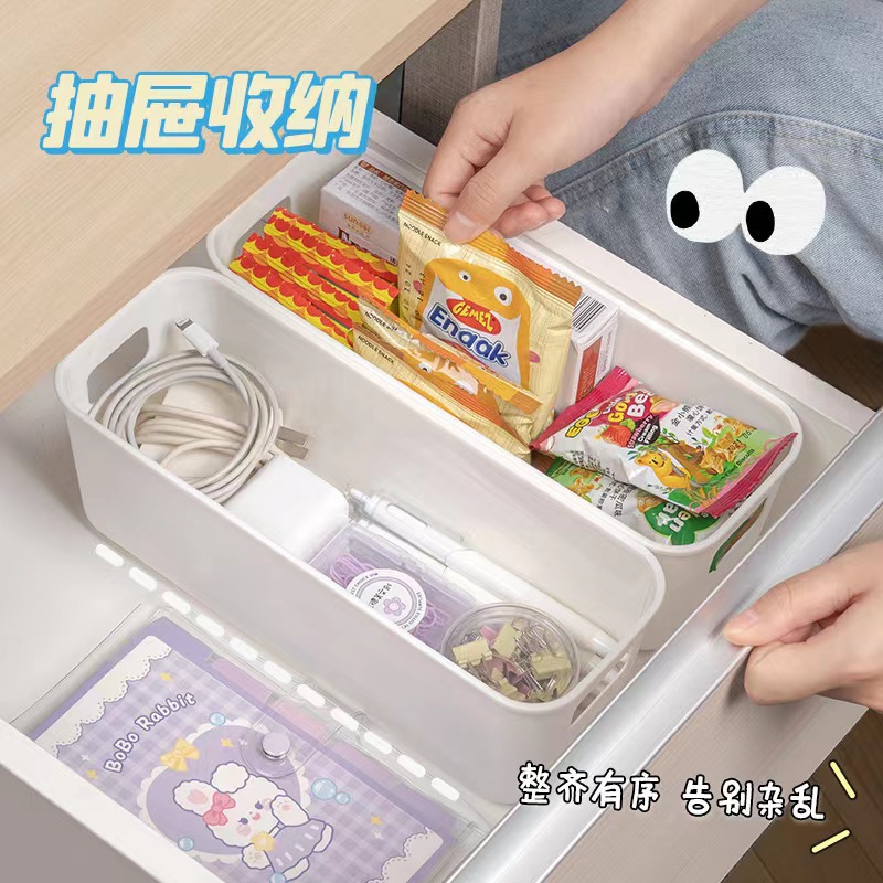 Multifunctional storage box, rectangular, kitchen and desktop organizer