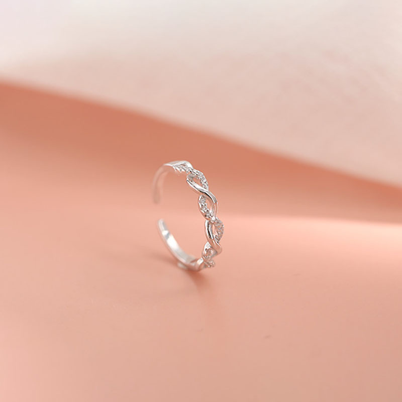 Geflochtener Ring Damen, luxuriöses offenes Design mit Kristallsteinen