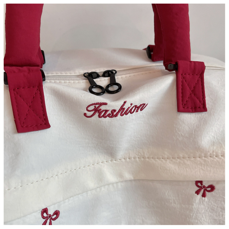 Bow-Detail Large-Capacity Travel Bag with Padding, Single Shoulder