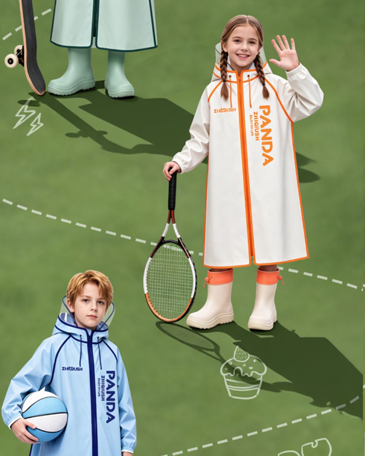 Children's raincoat, school use, long style, waterproof