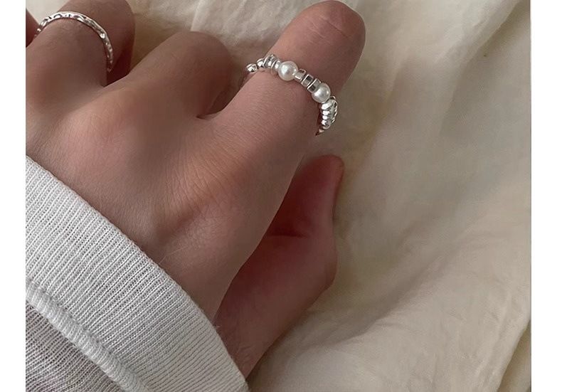 925 gümüş inci yüzük, kadın, düzensiz tasarım