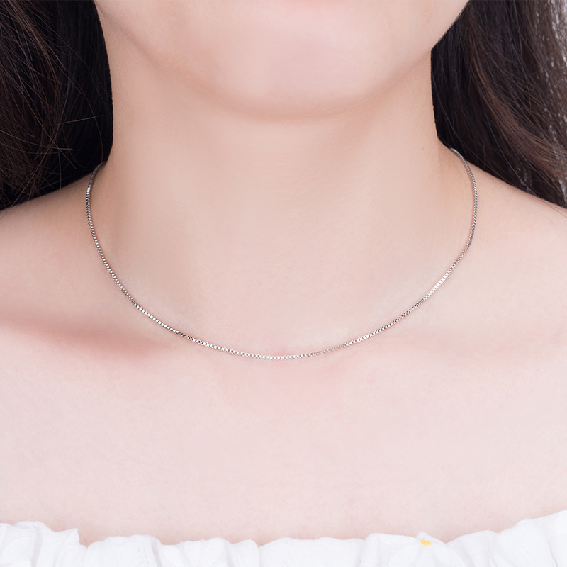 Silver plated neck chain, thin collarbone necklace