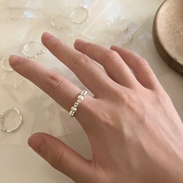S925纯银法式素圈戒指女时尚高级个性小众ins风复古重工食指戒指
