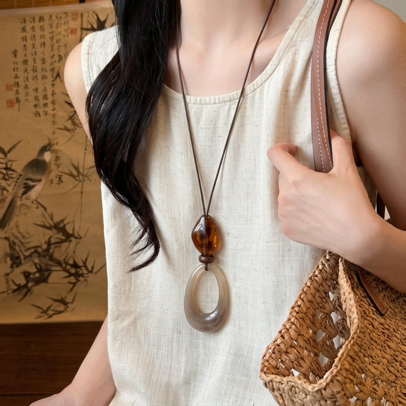 Neue chinesische Stil-Ombre-Halskette, ethnische Pullverkette