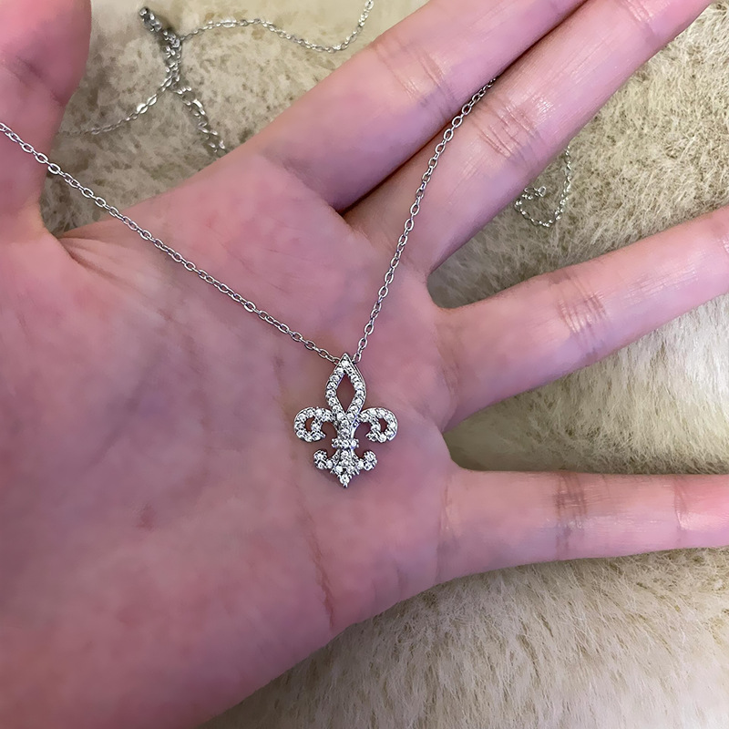S925 silver peony necklace with zircon, clavicle chain
