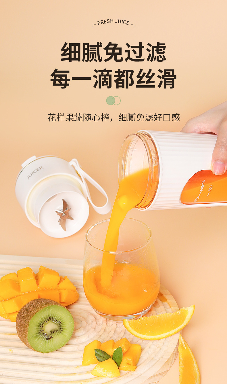 Portable mini electric fruit juicer and smoothie blender