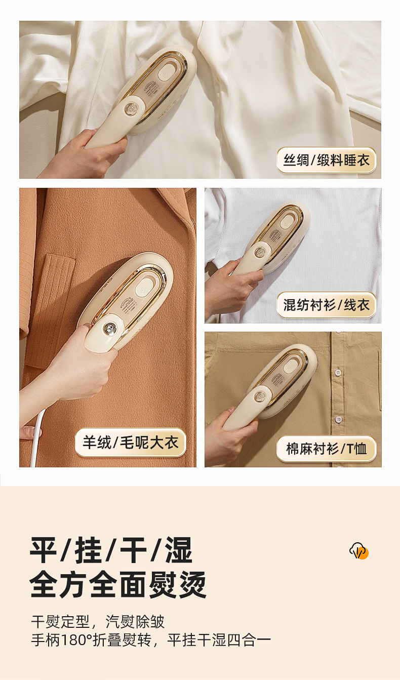 Electric iron with automatic steam function, portable for home and travel