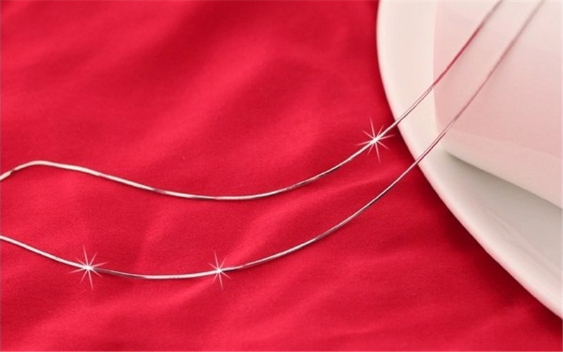 Silver 1mm snake bone chain necklace