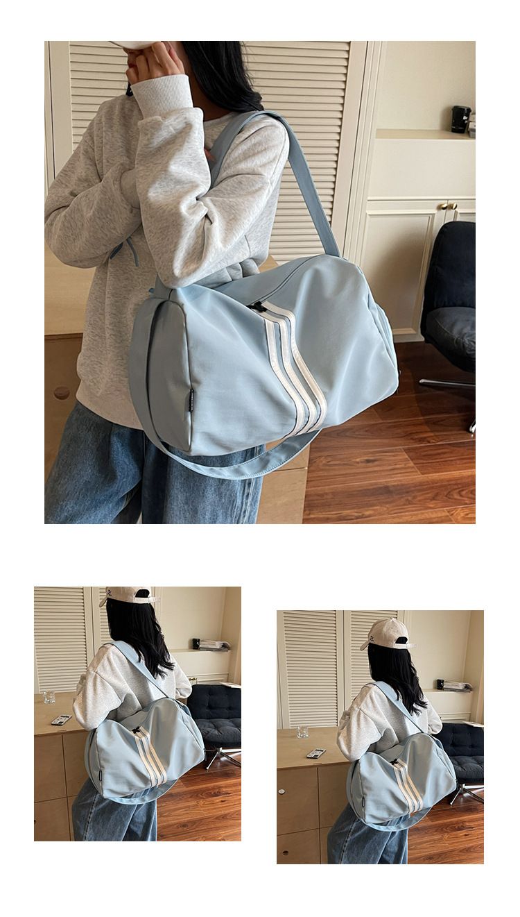 Striped Travel Bag, Large Capacity, Sports Style