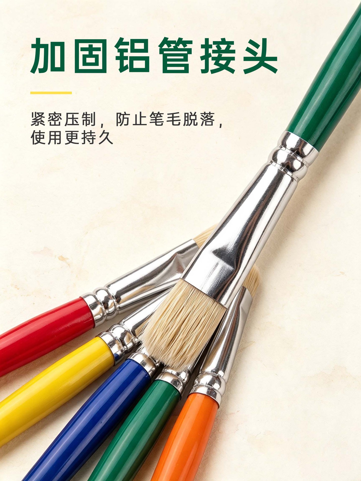 10-piece pig bristle brush set with plastic handles for art and drawing