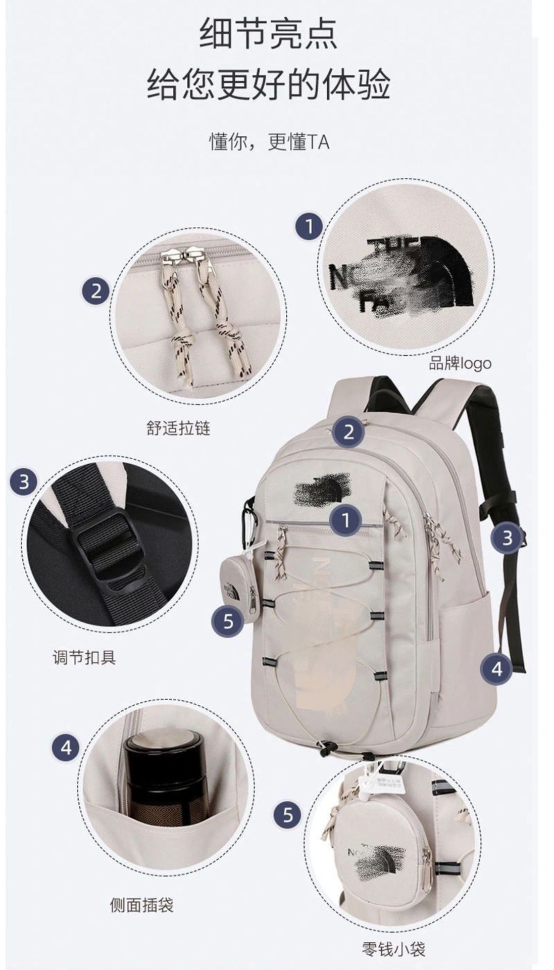 Oversized dual-shoulder backpack, large capacity