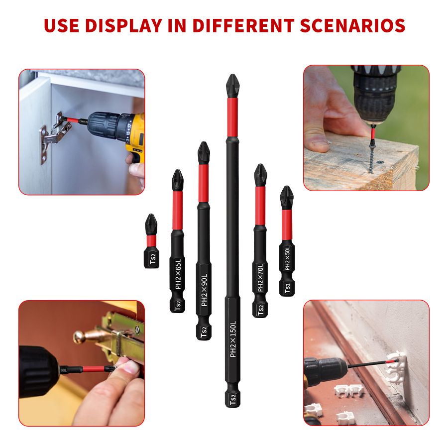 PH2 cross bit set, 25-150mm, strong magnetic