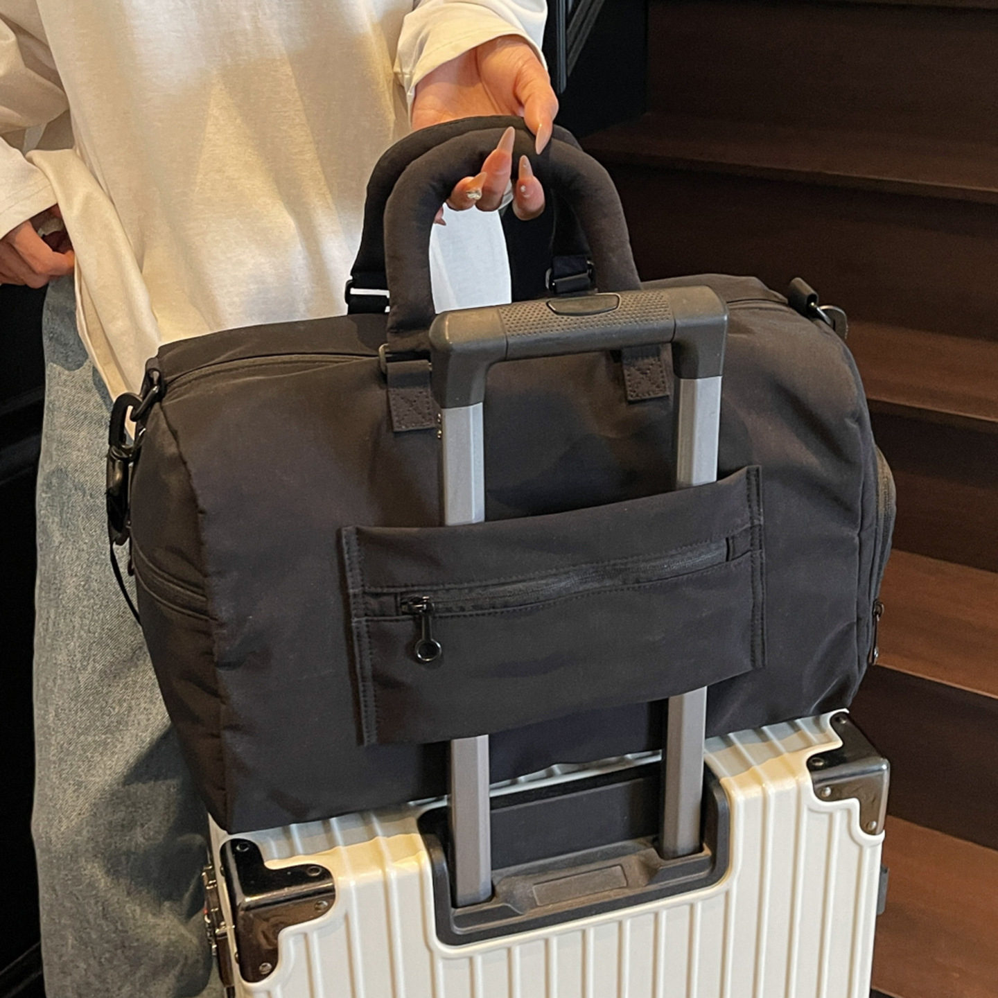 Große Reisetasche für Kurztripen Unisex modische Handtasche wasserdicht leicht Nassfach Sporttasche Fitness-Tasche Krankenhaustasche