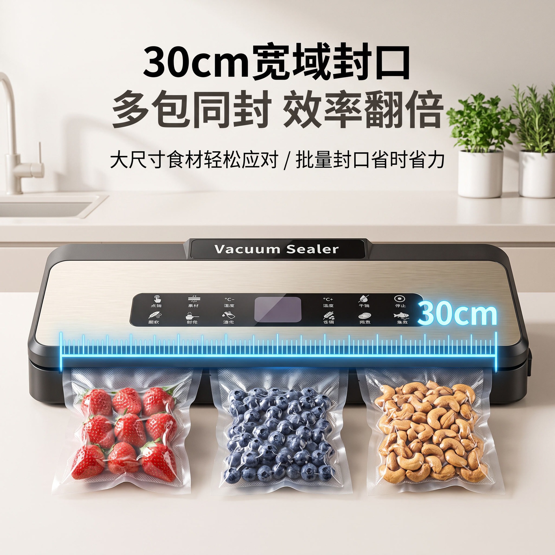 Stainless steel vacuum sealer, automatic, dry and wet use