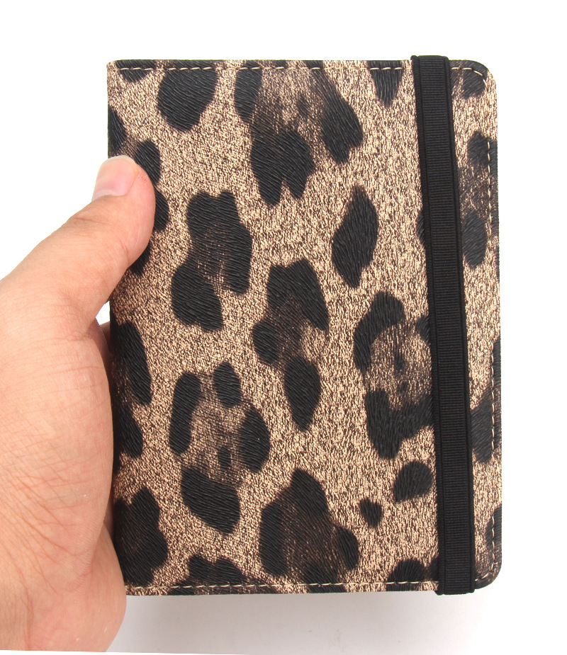 RFID passport holder with leopard print, multiple card slots, short style