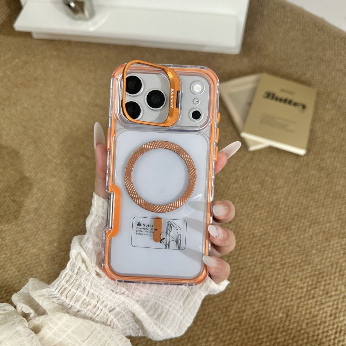 iPhone 18 Pro Max phone case, stand function, transparent