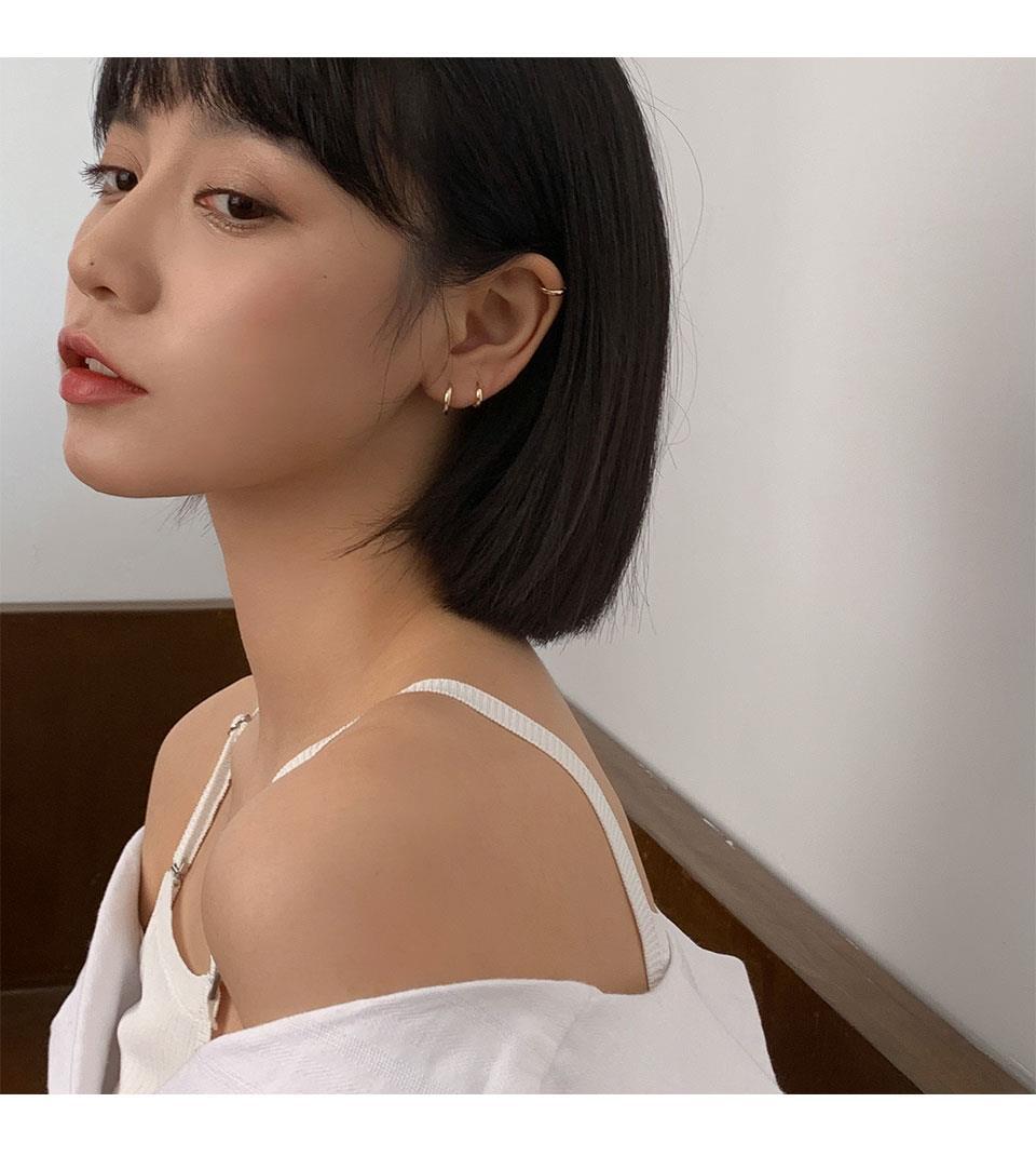925 Silver Hoop Earrings Korean Style Hypoallergenic