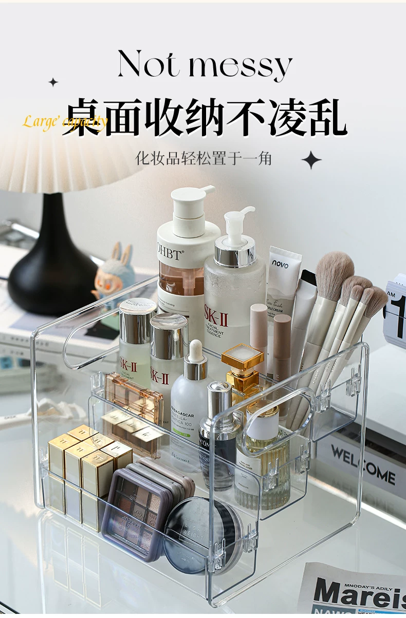 Cosmetics desktop organizer, tiered perfume stand, dustproof