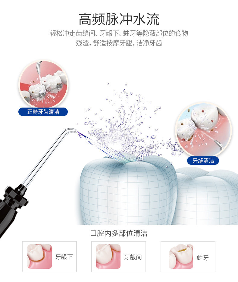 Electric water flosser, large capacity, 6 nozzles