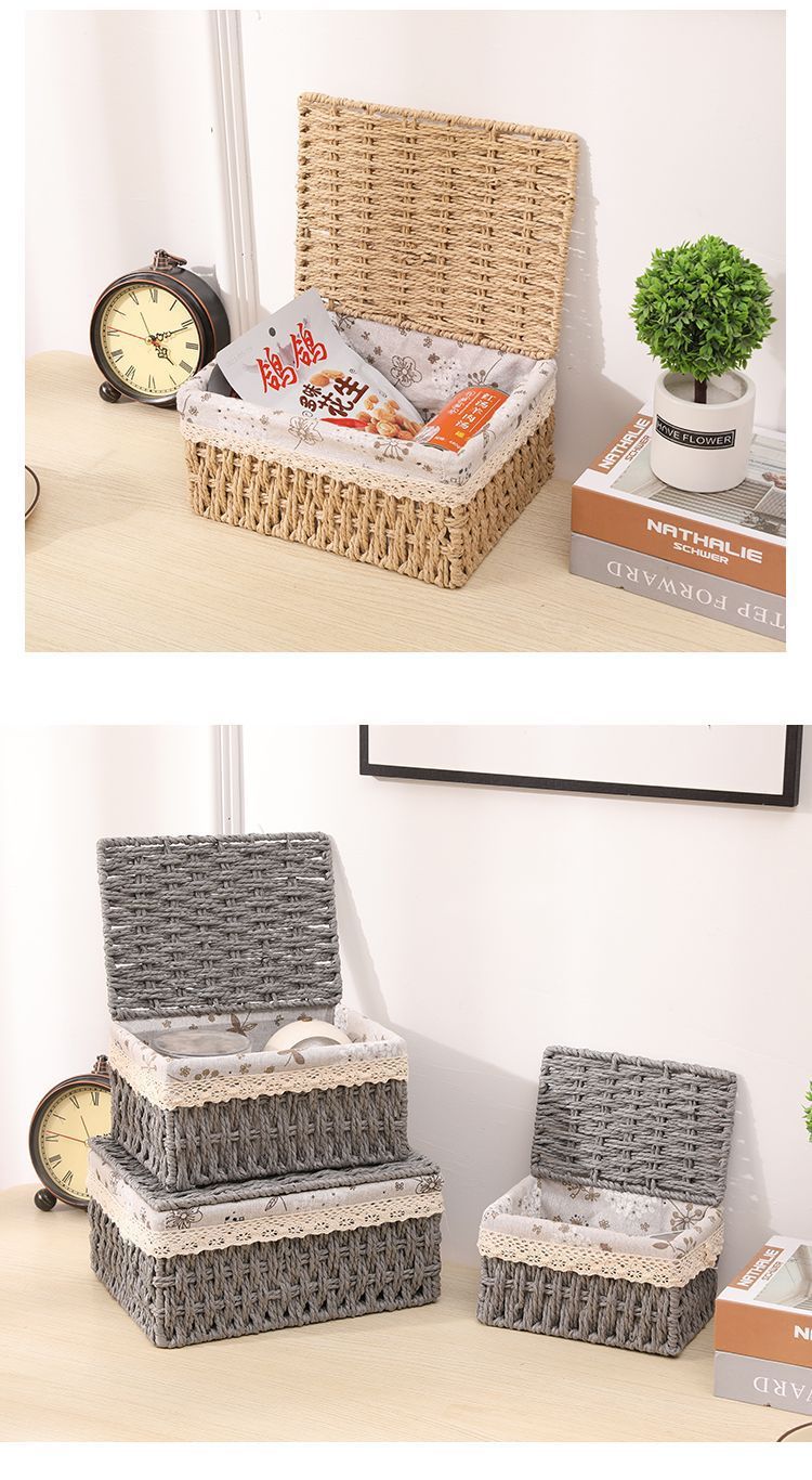 Rattan dokuma depolama sepeti salon masası