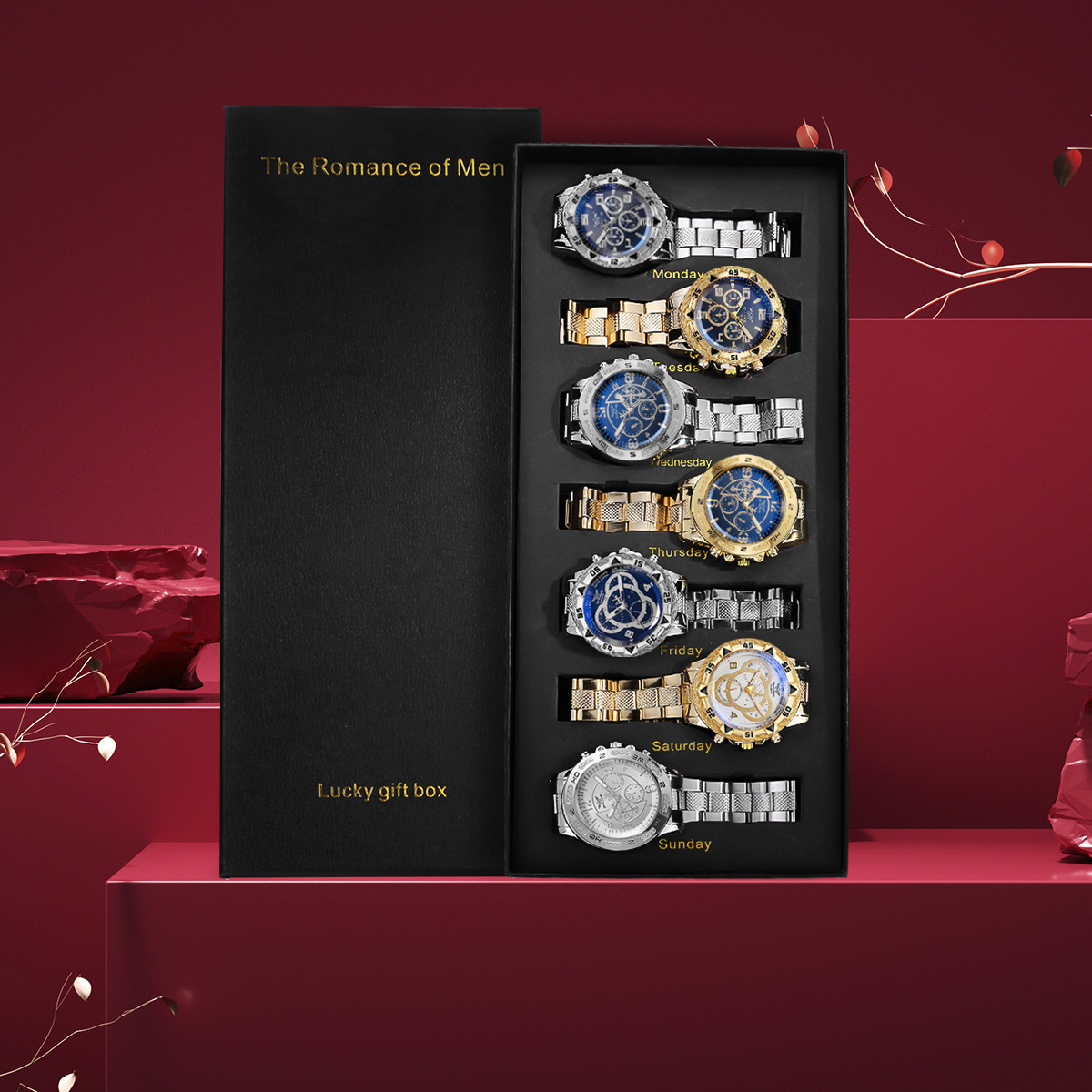 Men's 7-Piece Gift Set, Fashionable Watches