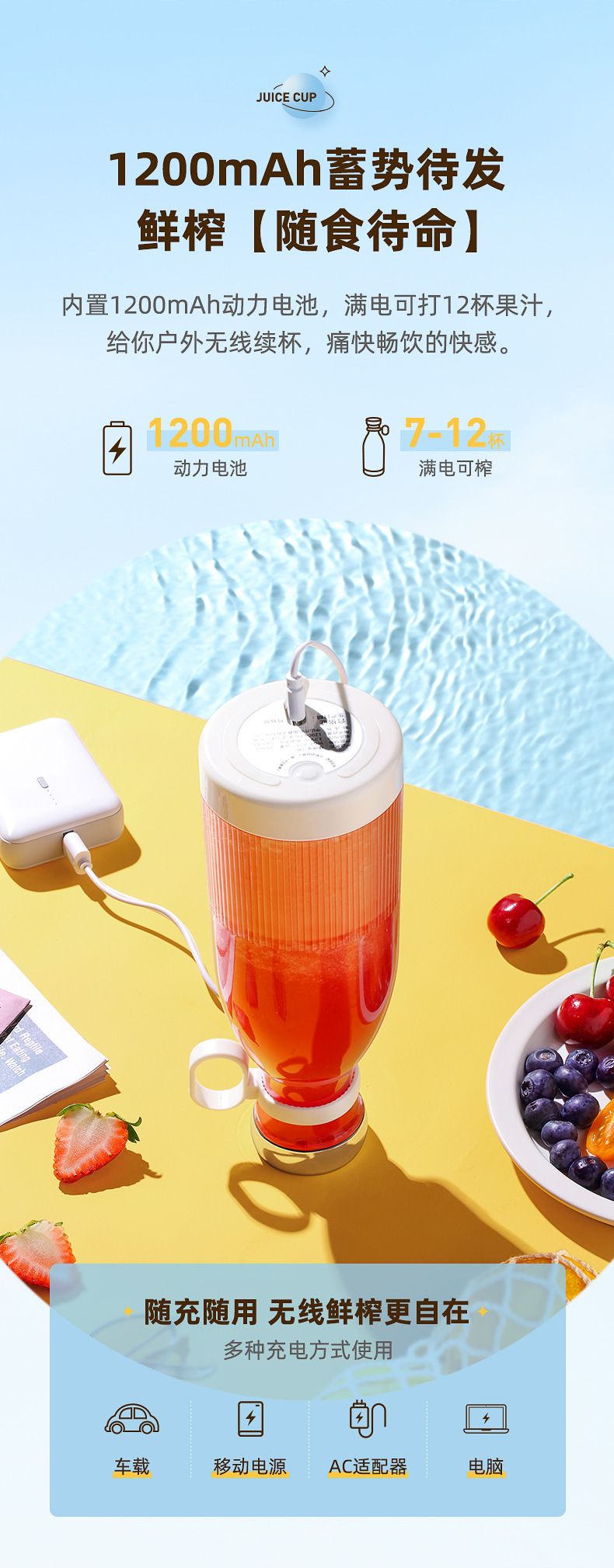 Tragbarer Mini-Entsafter mit USB-Aufladung