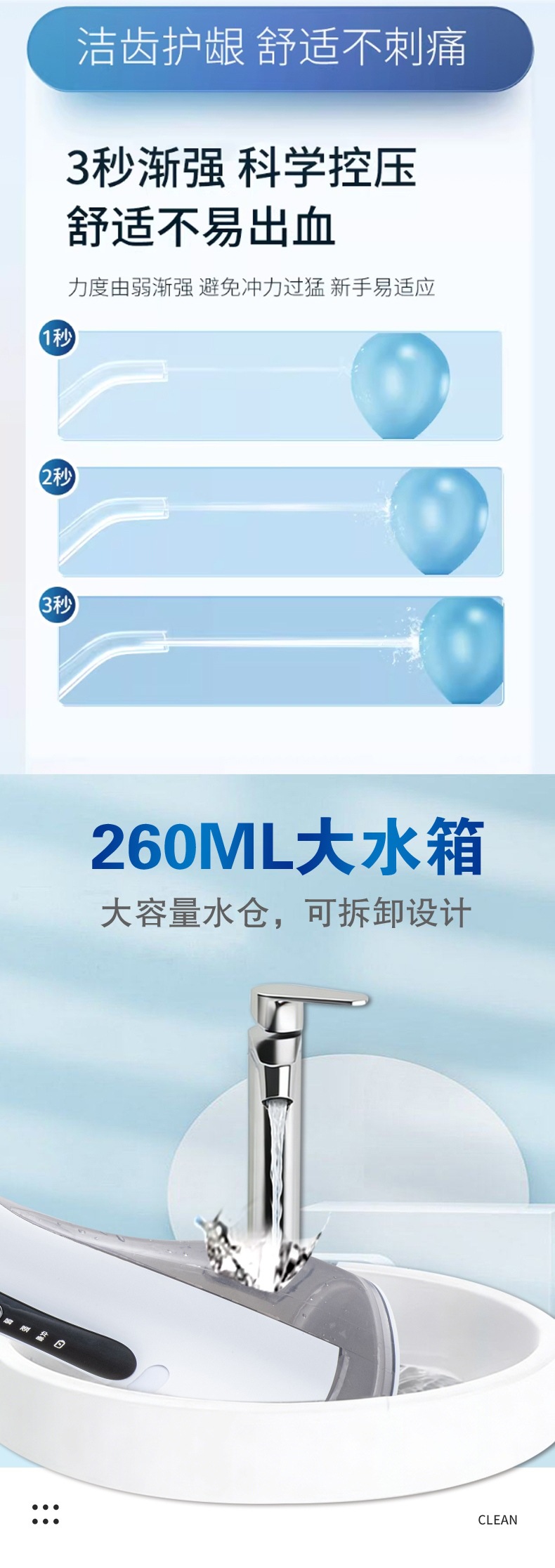 Elektrische Zahnbürste, Munddusche, Wasserstrahlensstem