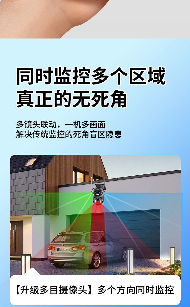 Solar surveillance camera 360° night vision remote viewing