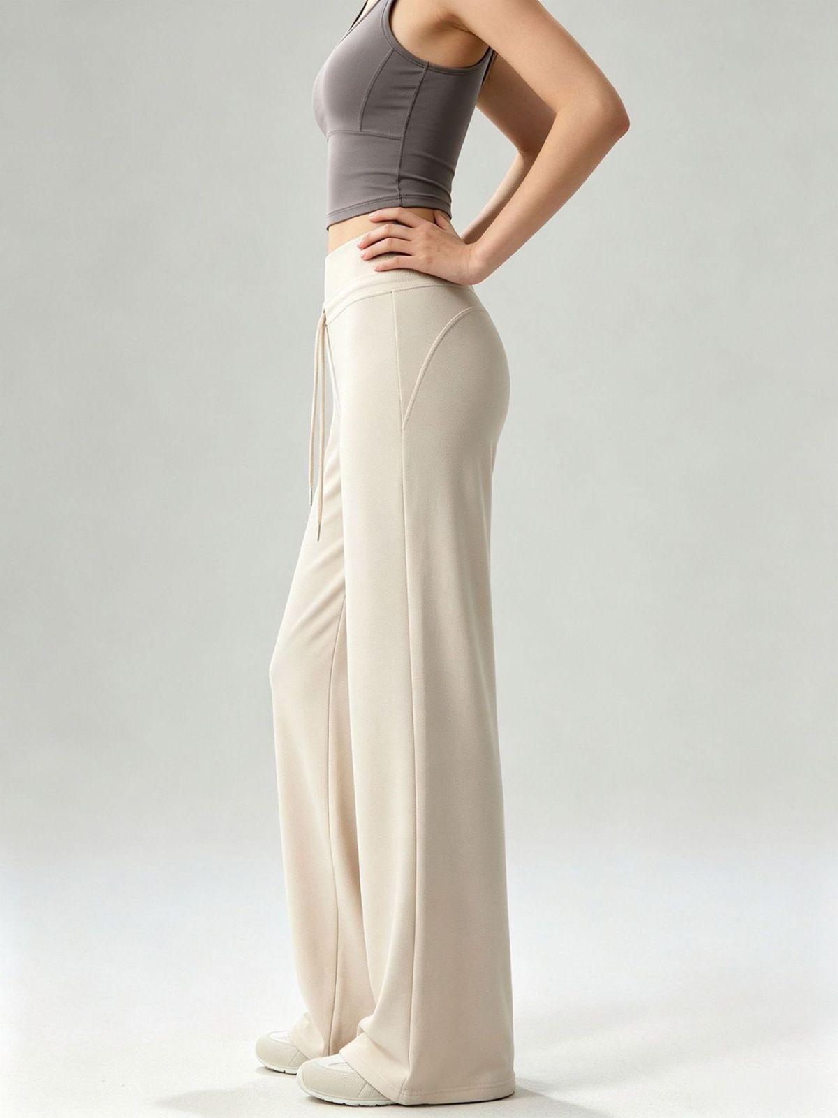Yoga-Hose mit weitem Bein, hoher Taille, Pilates-Training