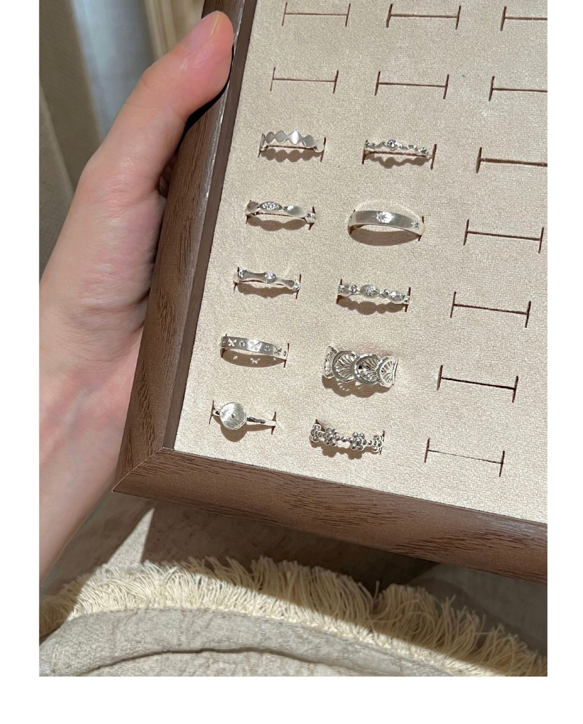S925 Sterling Silver Lace Pattern Open Ring Women