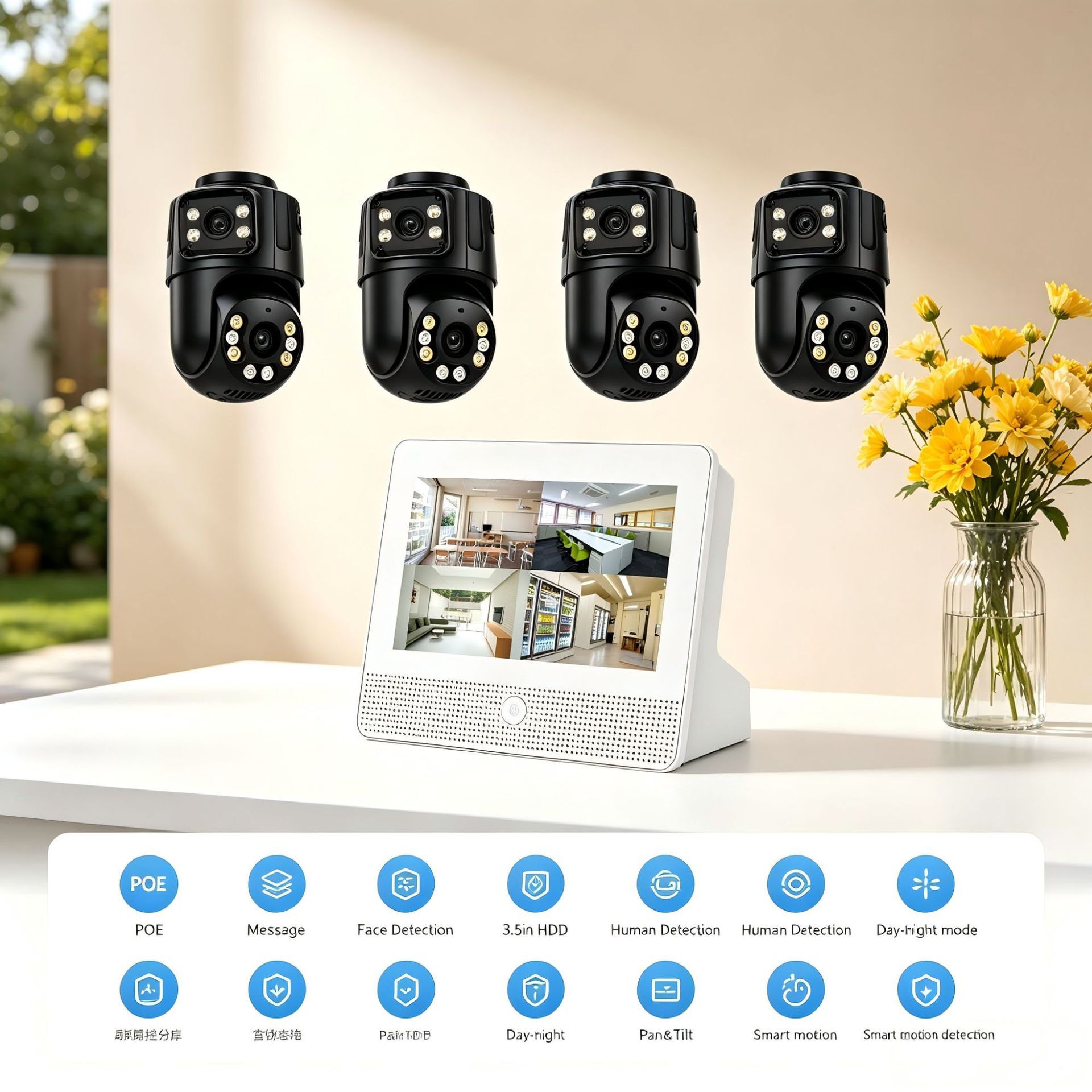 POE video recorder set 4K CCTV surveillance system, plug and play