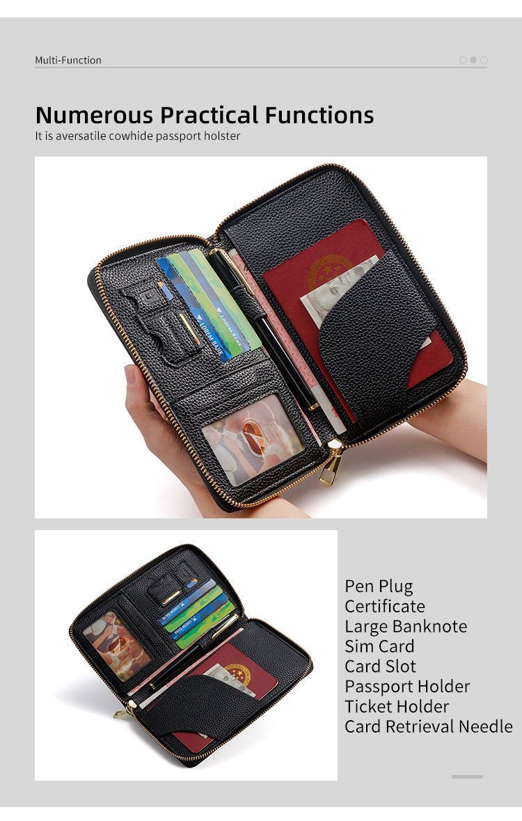 RFID Pasaport Cüzdan Belge Çantası Seyahat Fermuar
