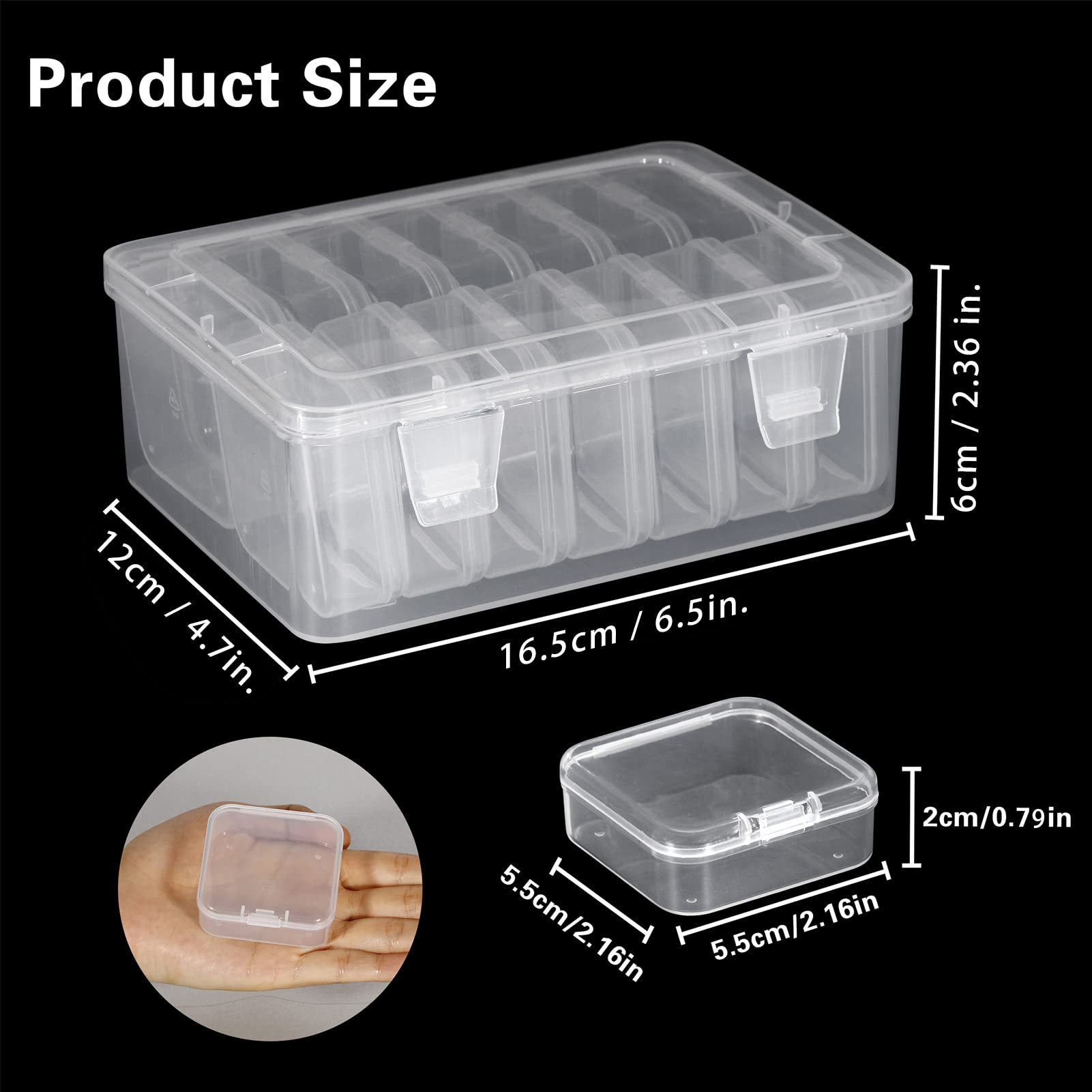 Clear plastic storage box set, square shape, desktop organizer