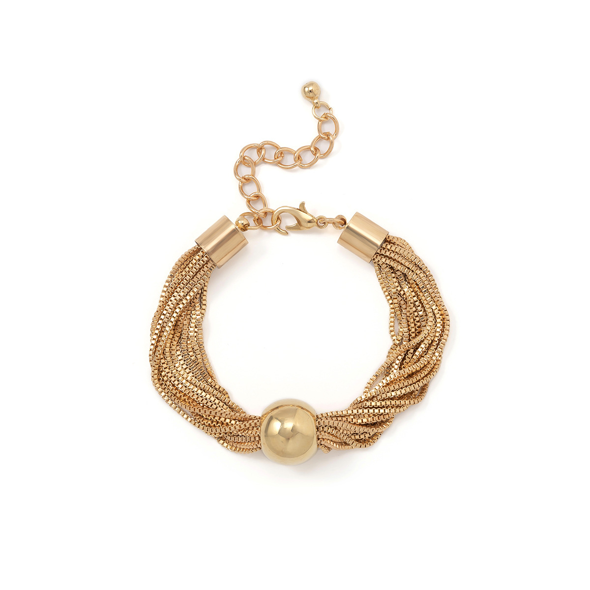 Multi-layer chain pendant necklace with spherical design