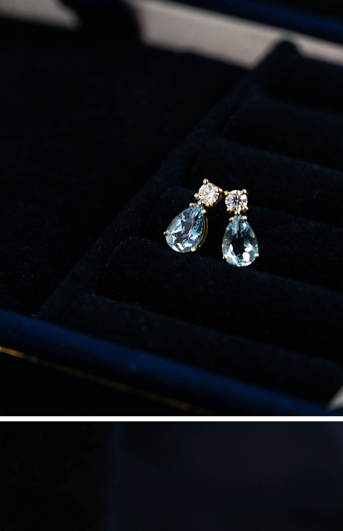 London Blue Topaz 18K gold water drop earrings, S925 sterling silver